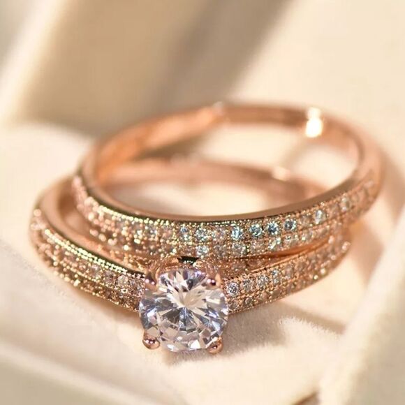 NEW! Dainty “Chloe” 18K RG Engagement Ring Set 💎 - Picture 1 of 8